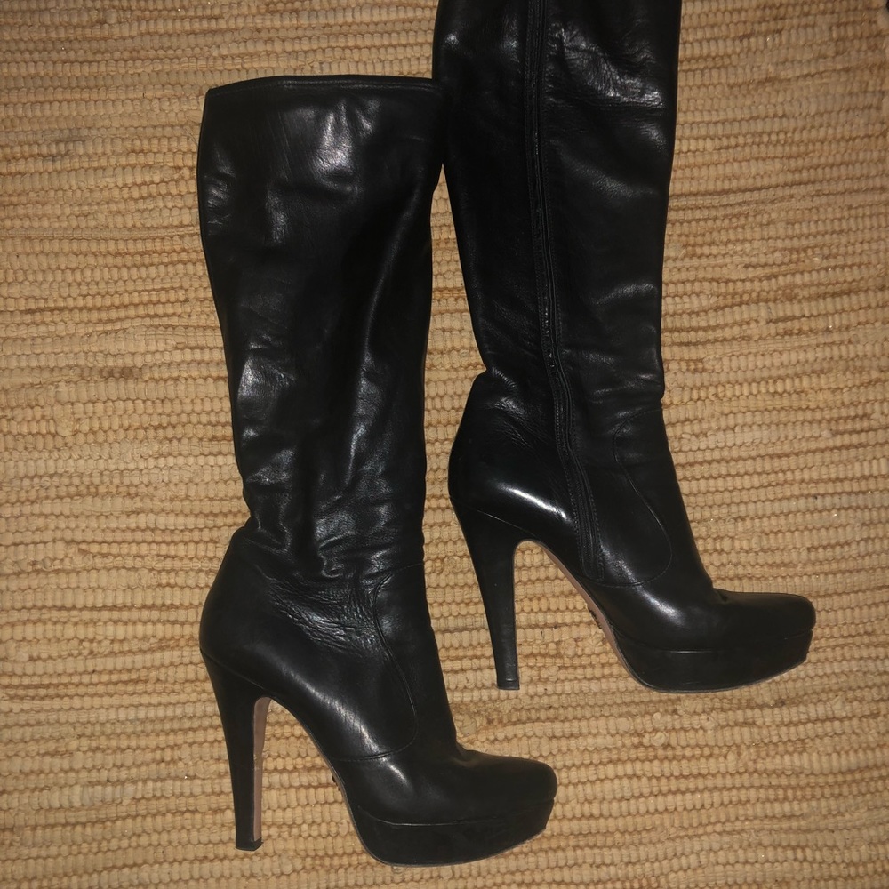 Prada knee high boots with heel